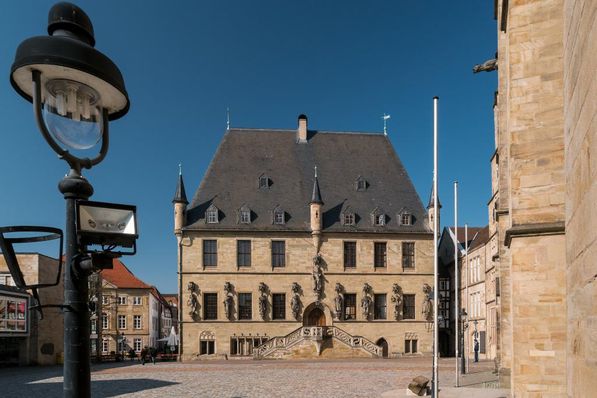 Rathaus Mit Marktplatz und Marienkirche Osnabrück